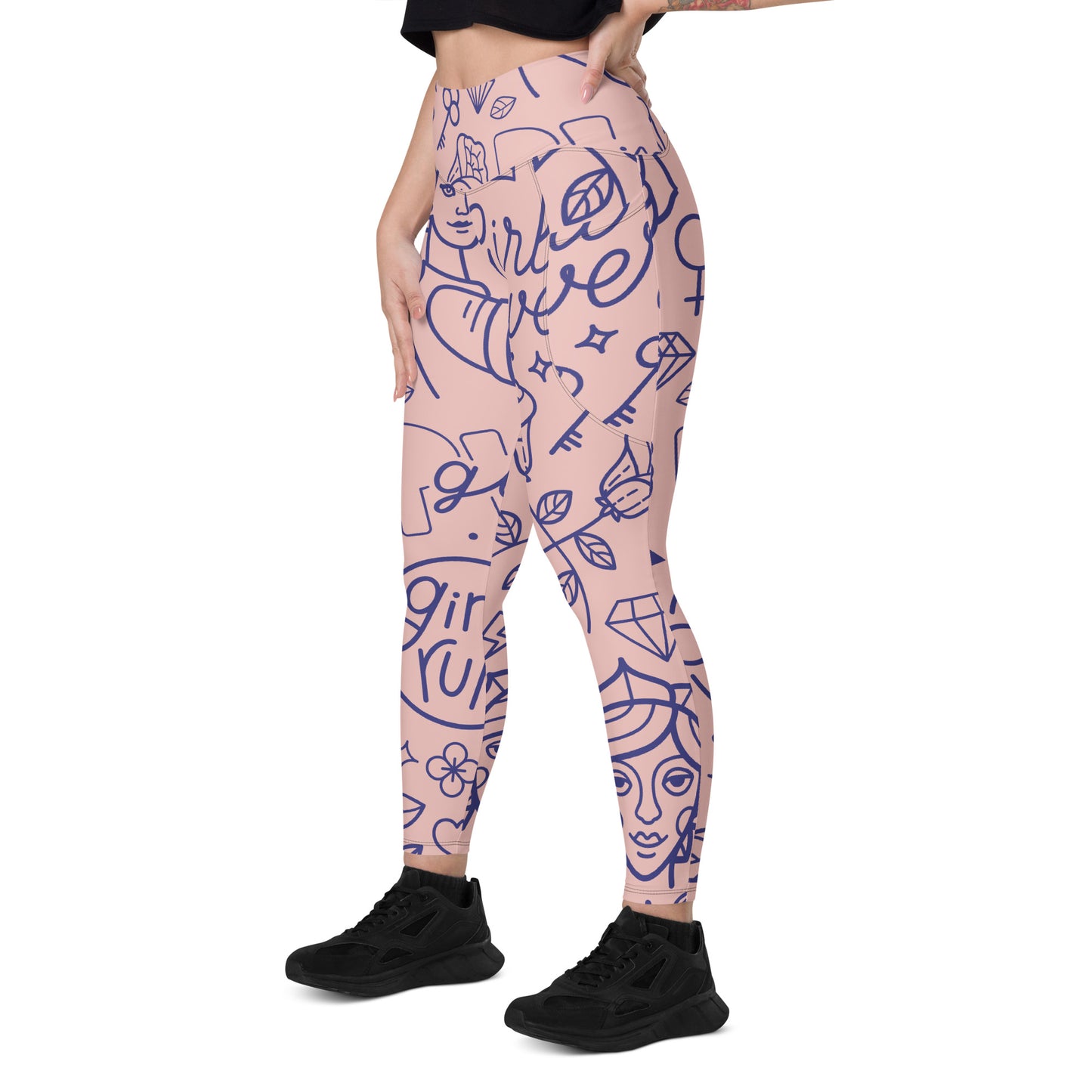 Yoga all over print with pockets