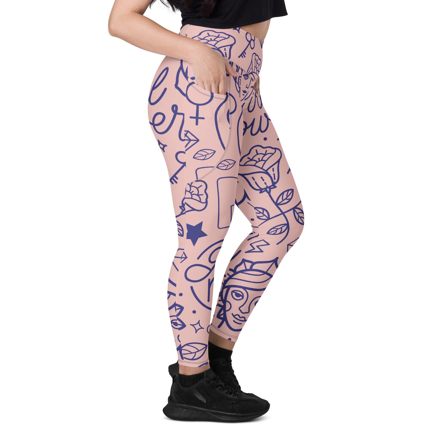 Yoga all over print with pockets