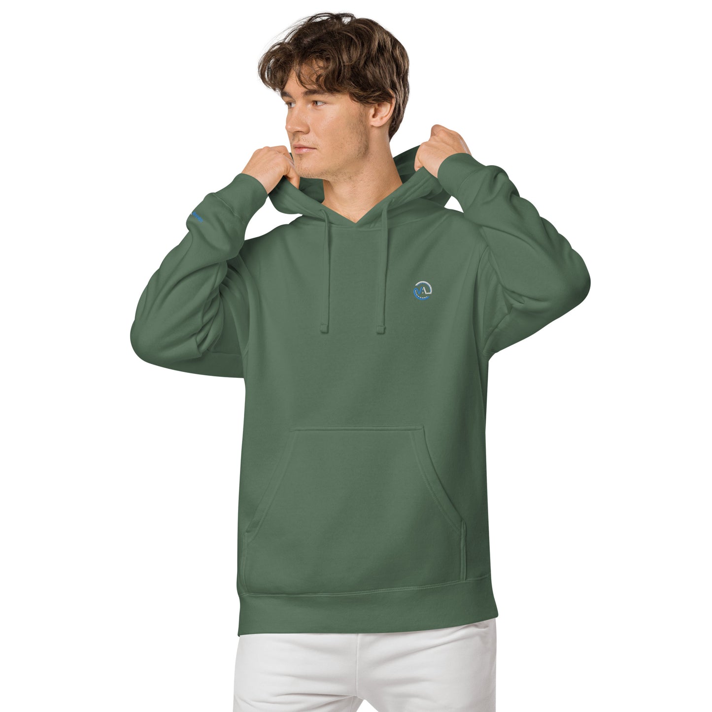 VL embroidered logo hoodie pigment dyed edition