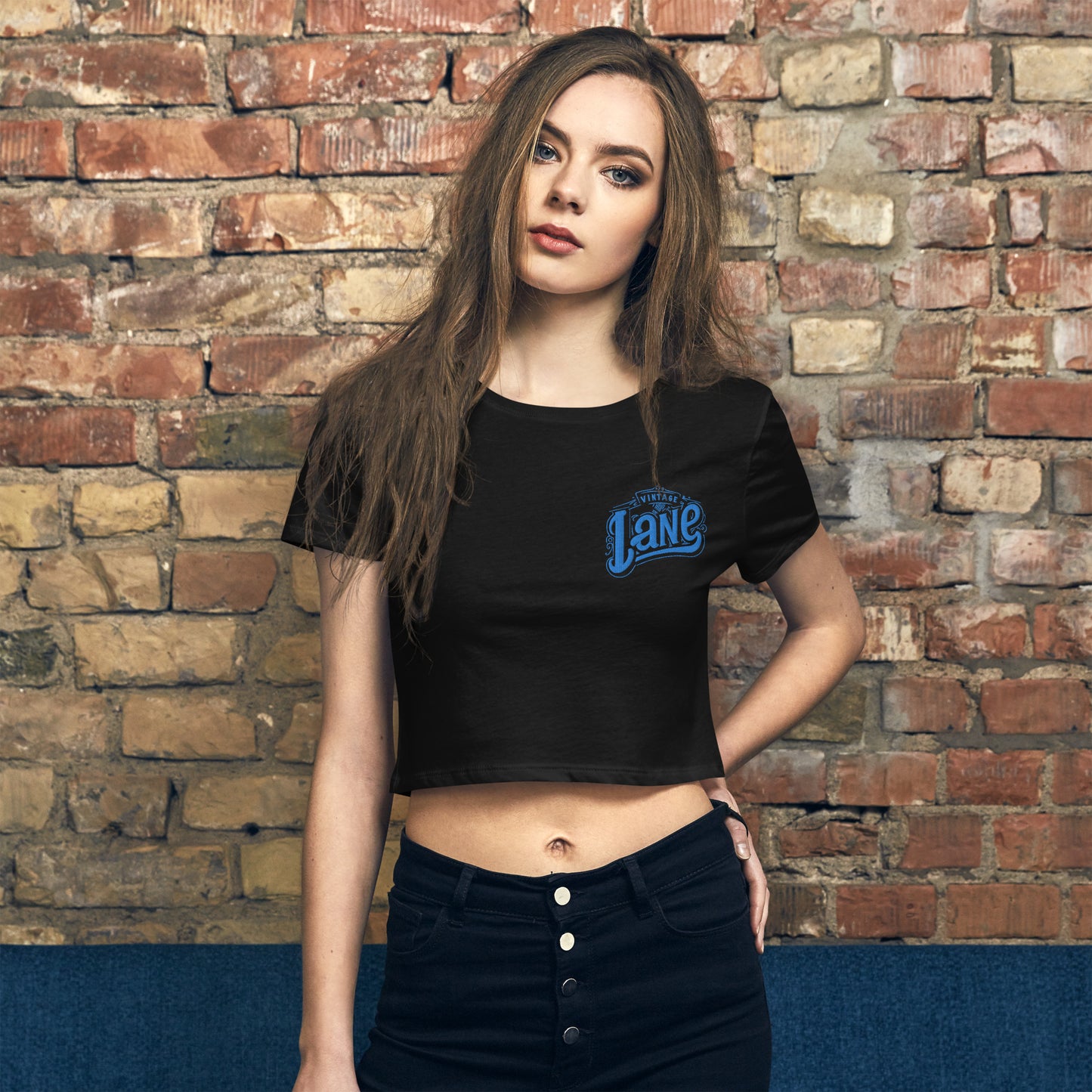 Women’s Crop Vintage Lane embroidered logo Tee