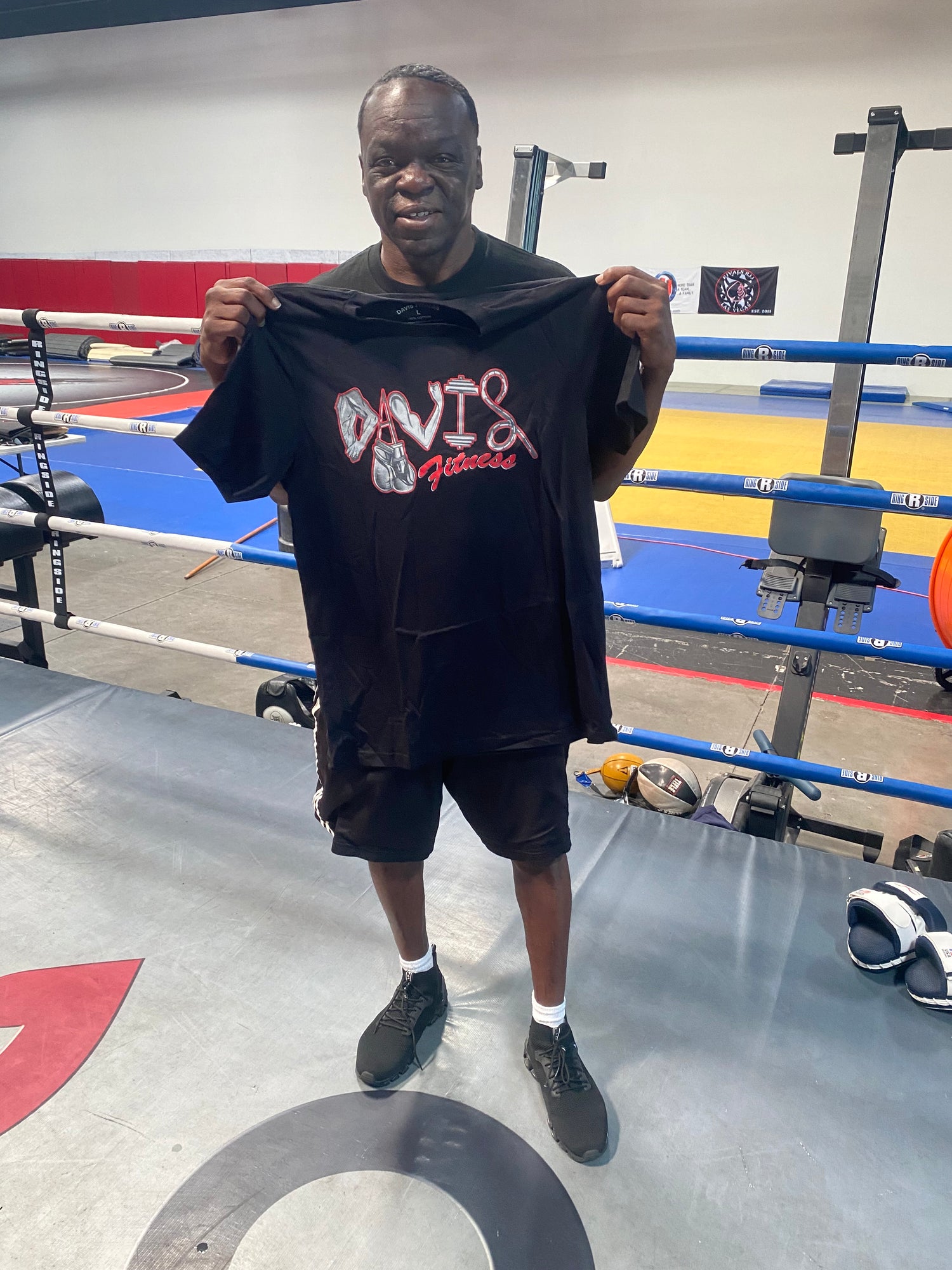 Former Featherweight World Champion “Jazzy “ Jeff Mayweather with Signature all black T shirt