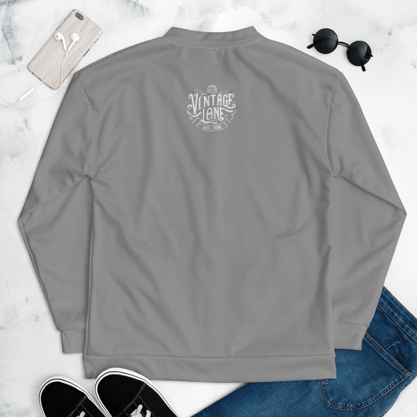 Vintage Lane Gray Bomber Jacket