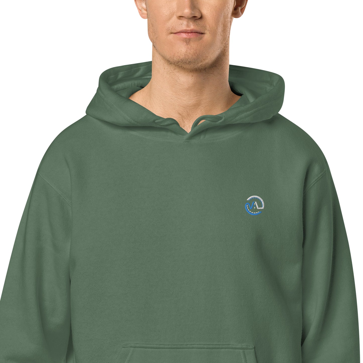 VL embroidered logo hoodie pigment dyed edition