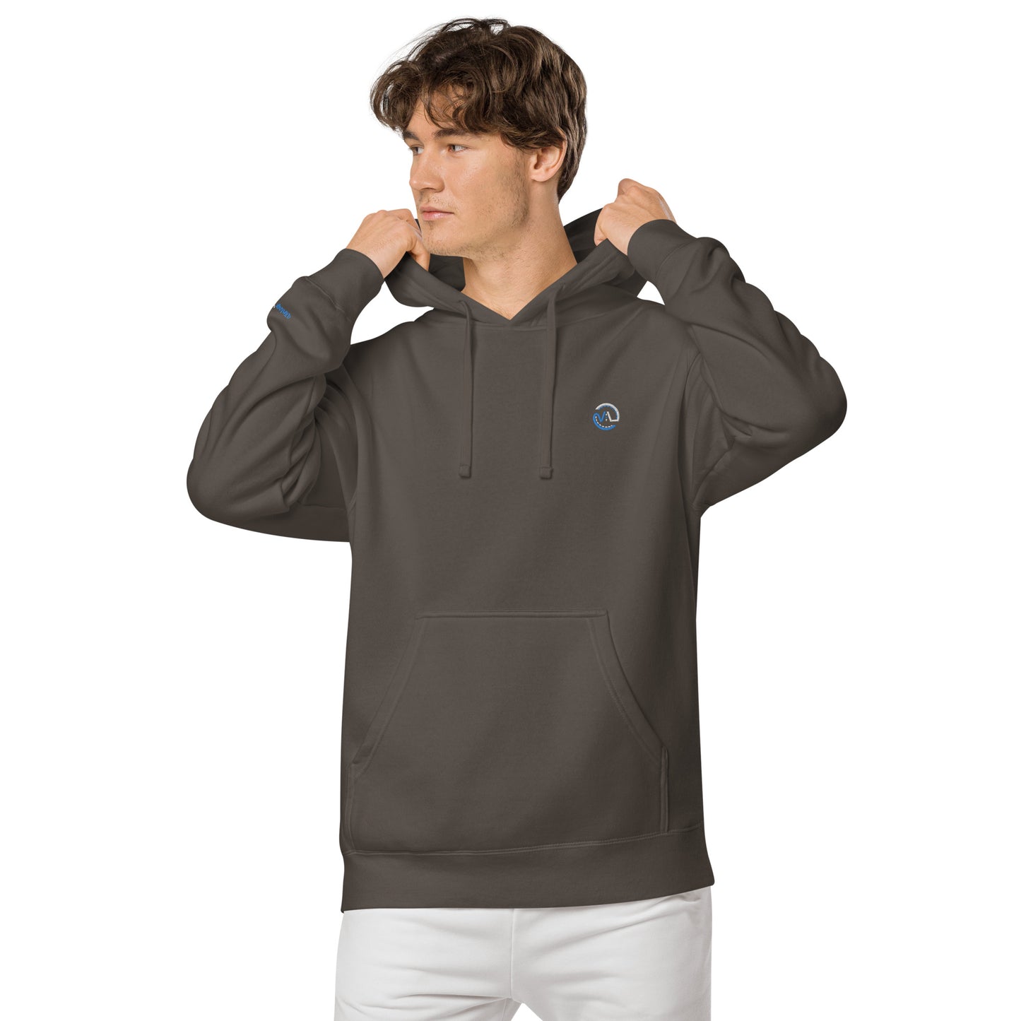 VL embroidered logo hoodie pigment dyed edition