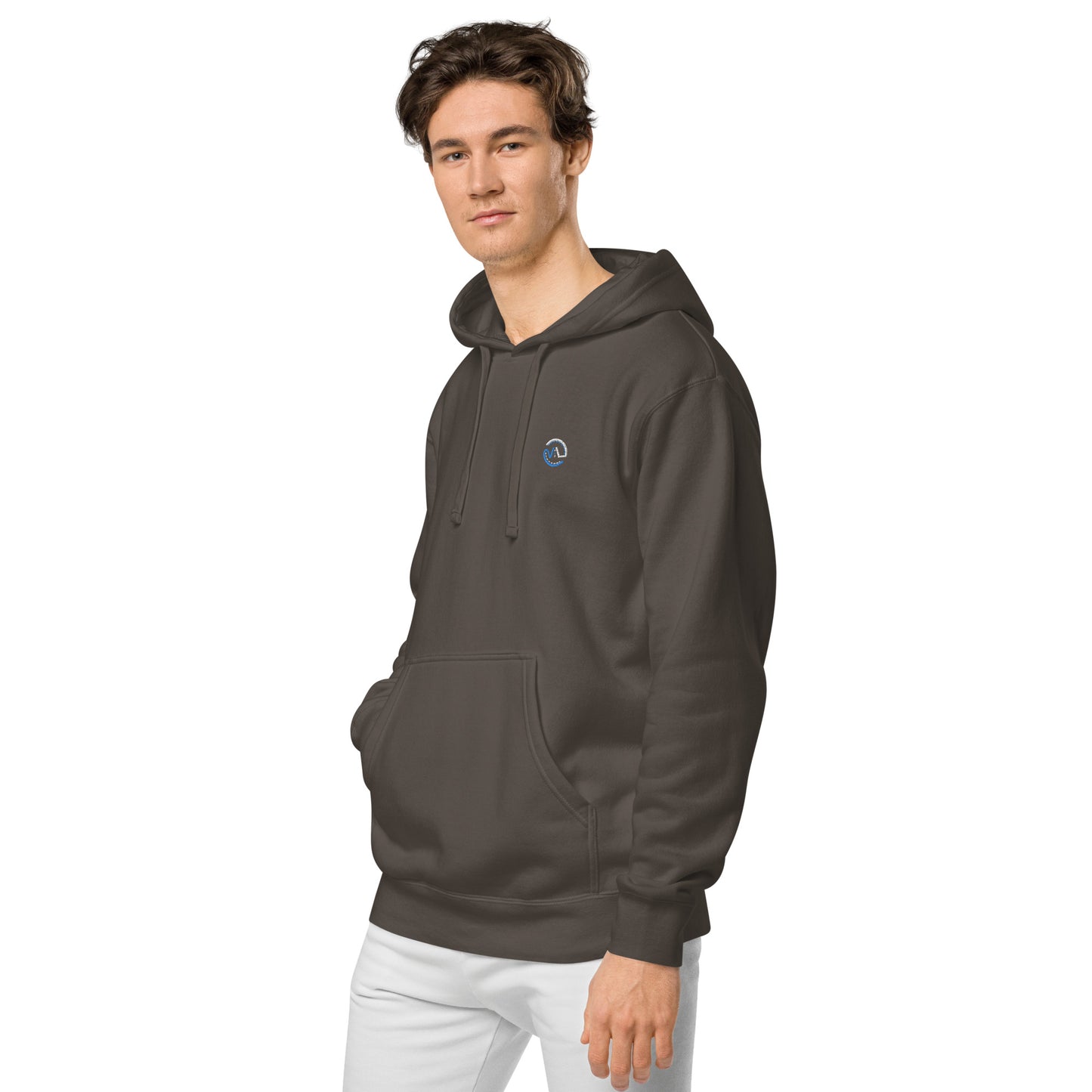VL embroidered logo hoodie pigment dyed edition
