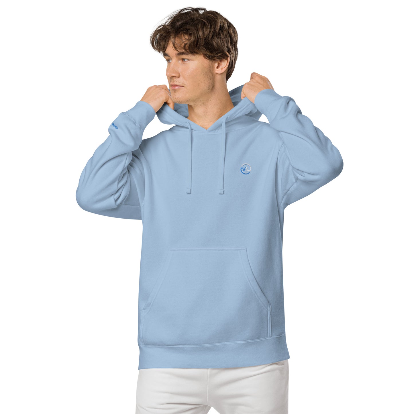 VL embroidered logo hoodie pigment dyed edition