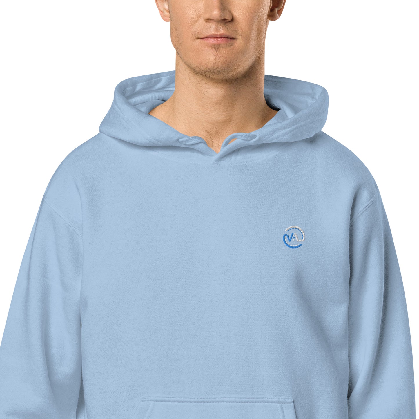 VL embroidered logo hoodie pigment dyed edition