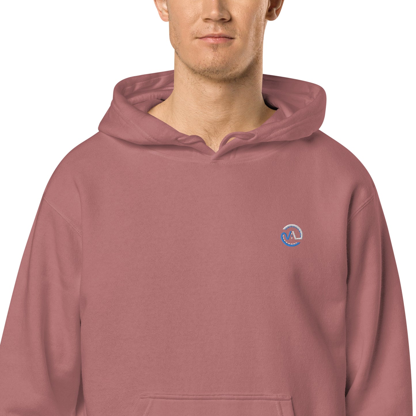 VL embroidered logo hoodie pigment dyed edition