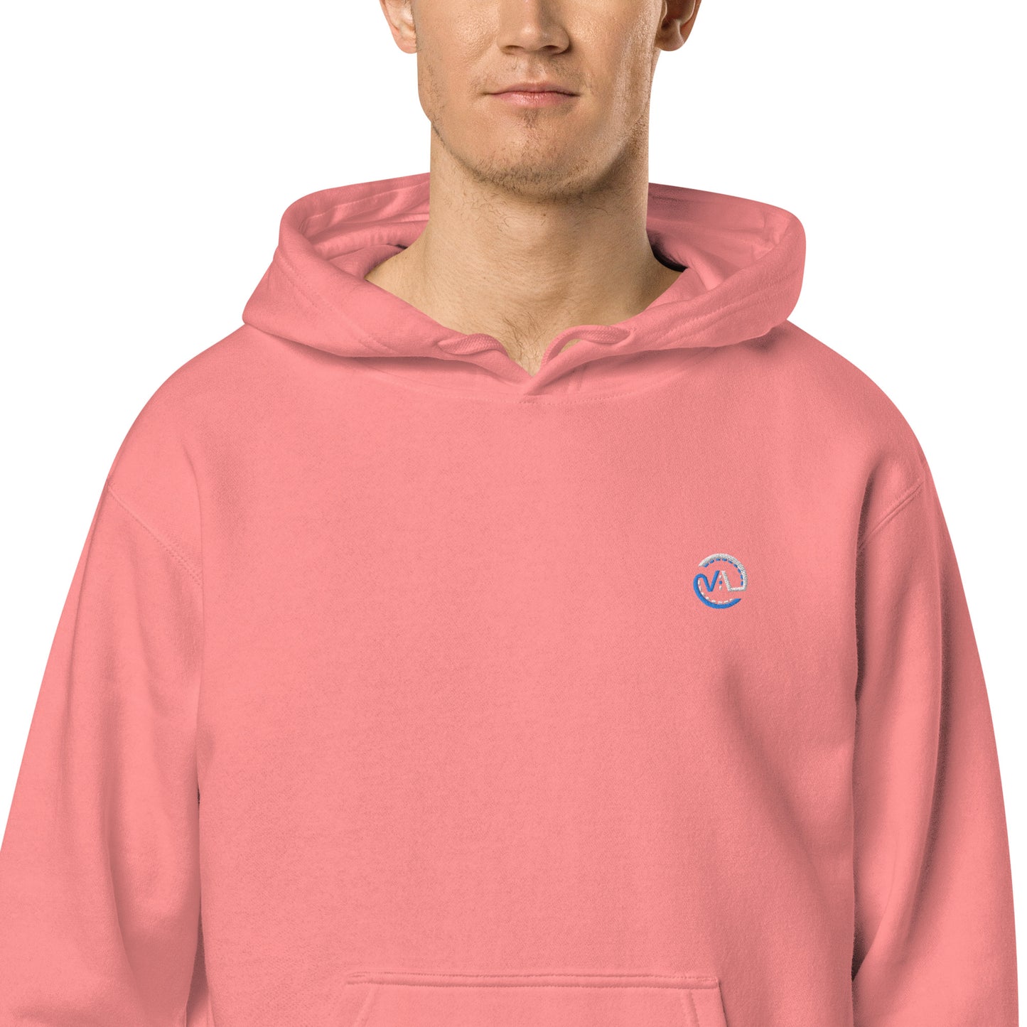 VL embroidered logo hoodie pigment dyed edition