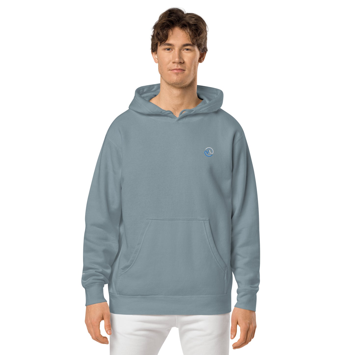 VL embroidered logo hoodie pigment dyed edition