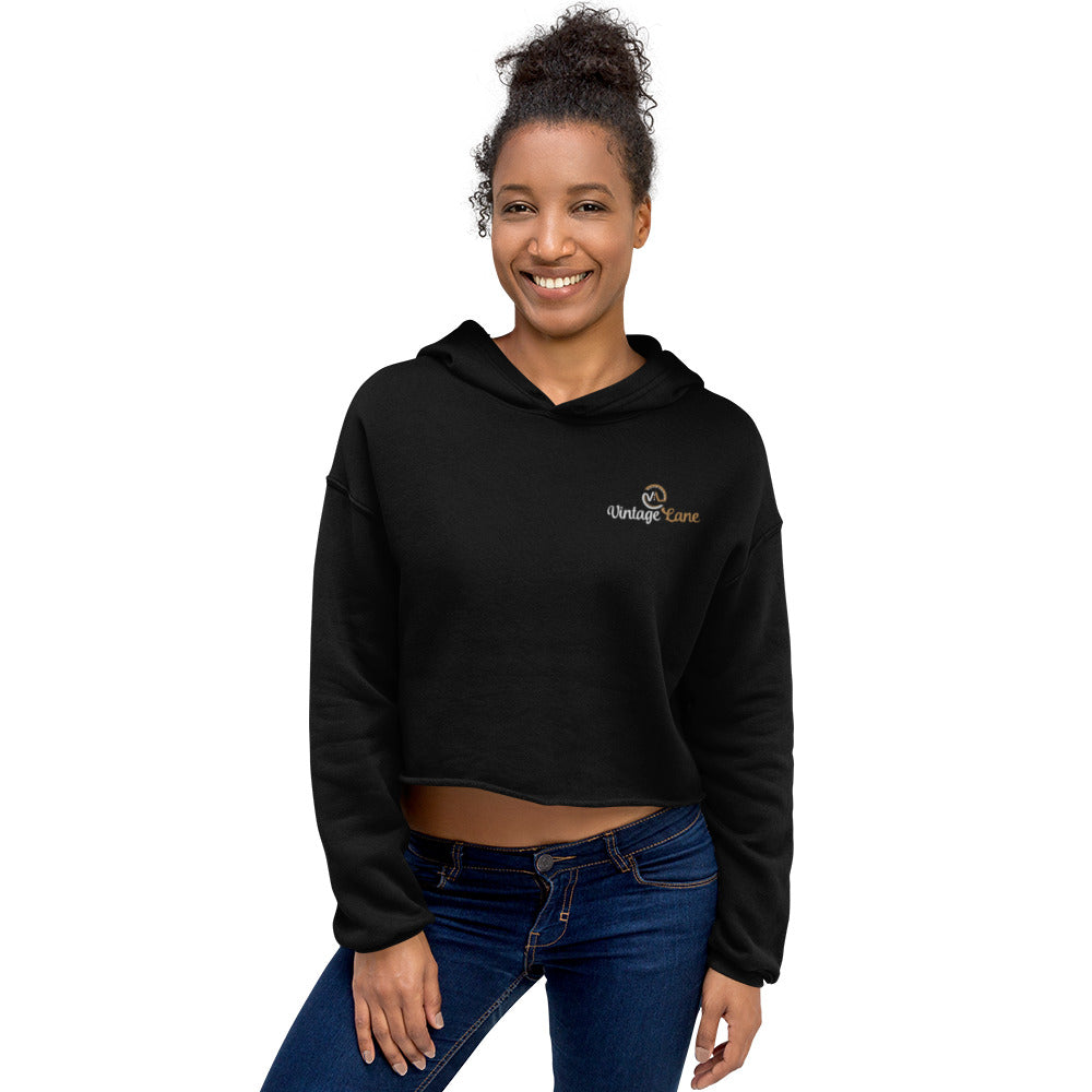 Vintage Lane embroidered logo Crop Hoodie