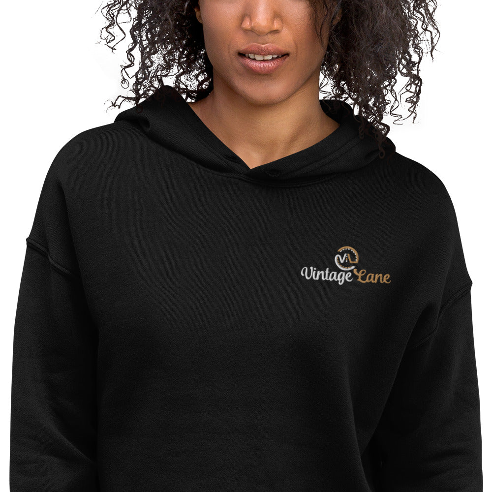 Vintage Lane embroidered logo Crop Hoodie