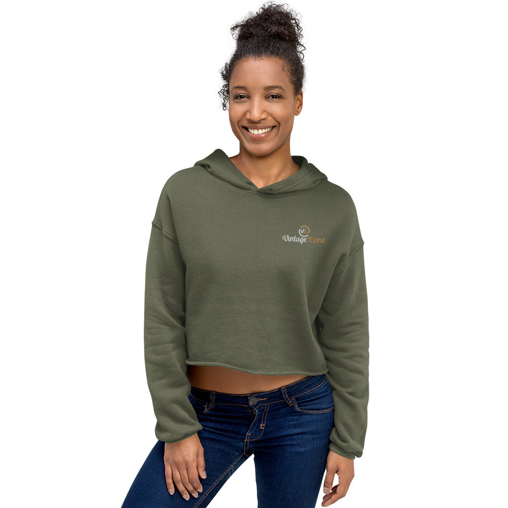 Vintage Lane embroidered logo Crop Hoodie