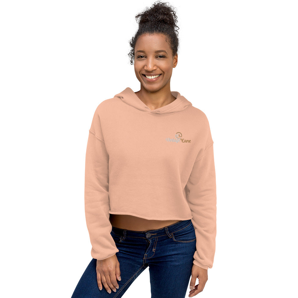 Vintage Lane embroidered logo Crop Hoodie