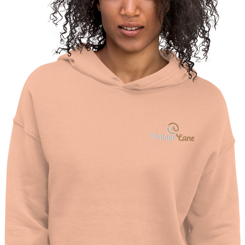Vintage Lane embroidered logo Crop Hoodie