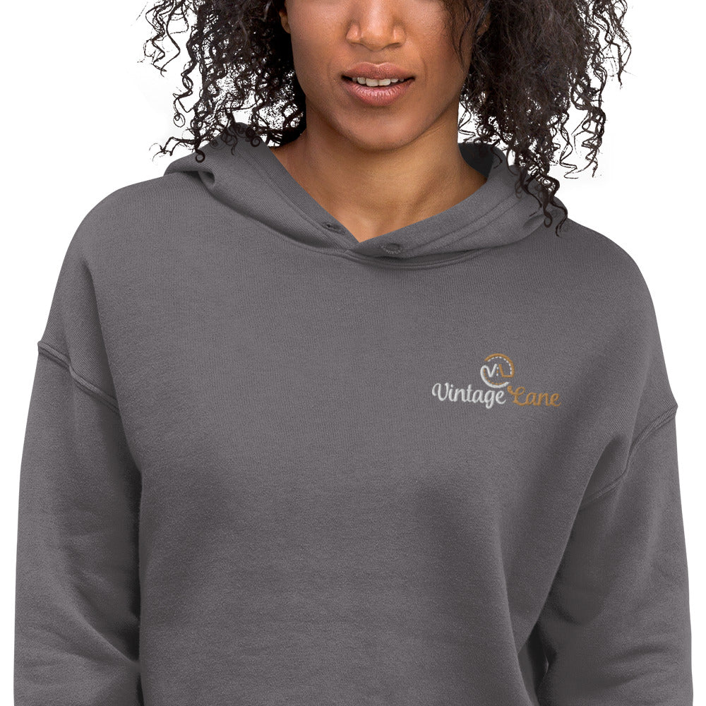 Vintage Lane embroidered logo Crop Hoodie